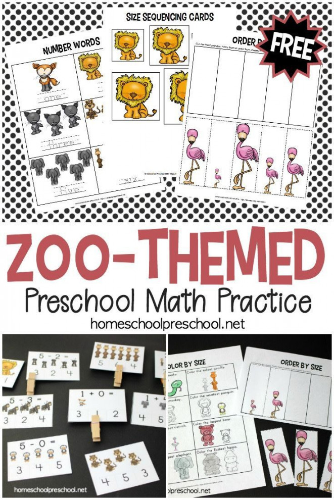 Free Printable Zoo Math Worksheets for Preschoolers  Zoo