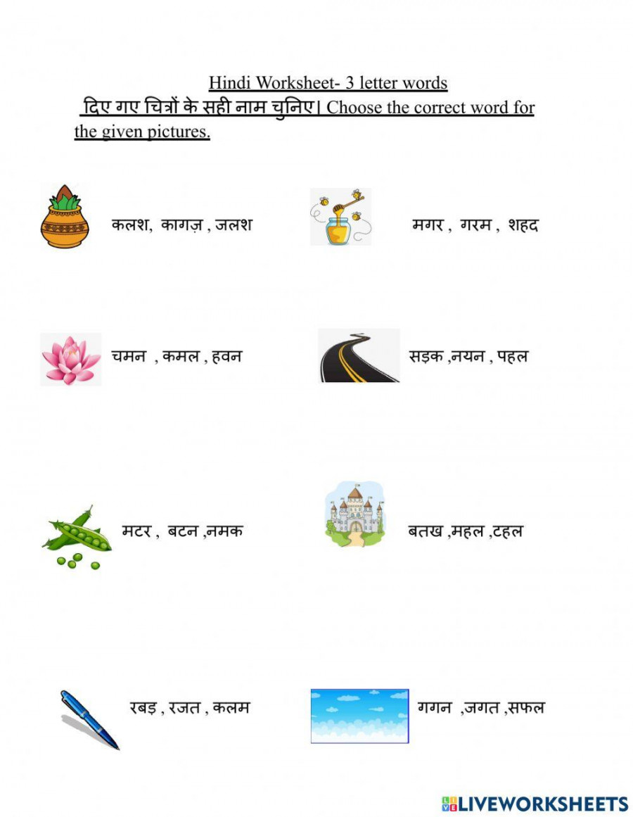 Hindi  letter words worksheet worksheet  Live Worksheets