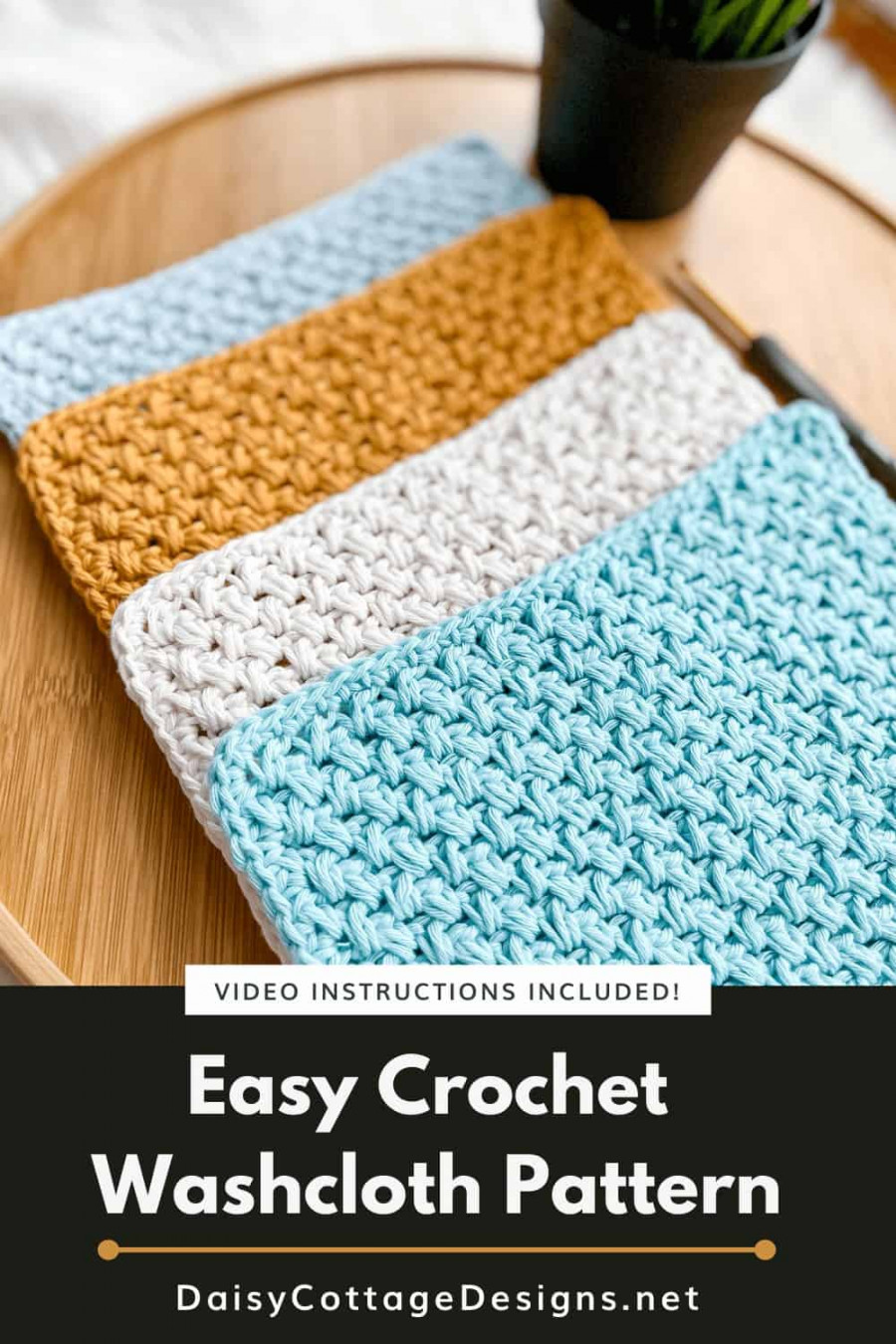 How to Crochet a Washcloth - Daisy Cottage Designs