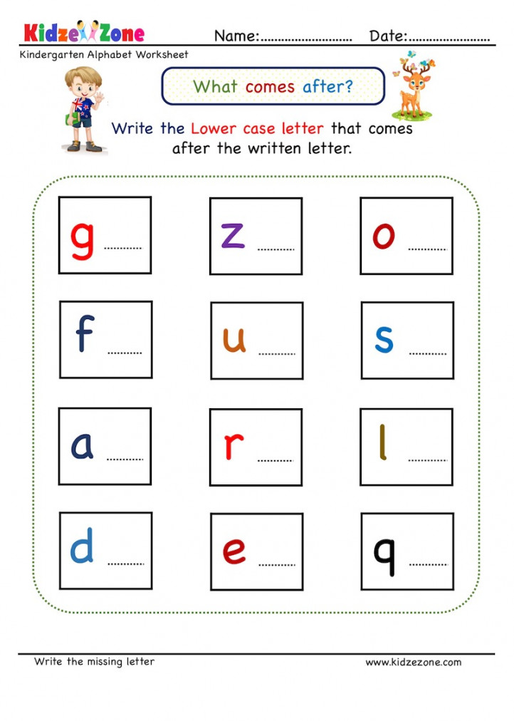 Kindergarten Missing Letter Worksheet - What Comes After