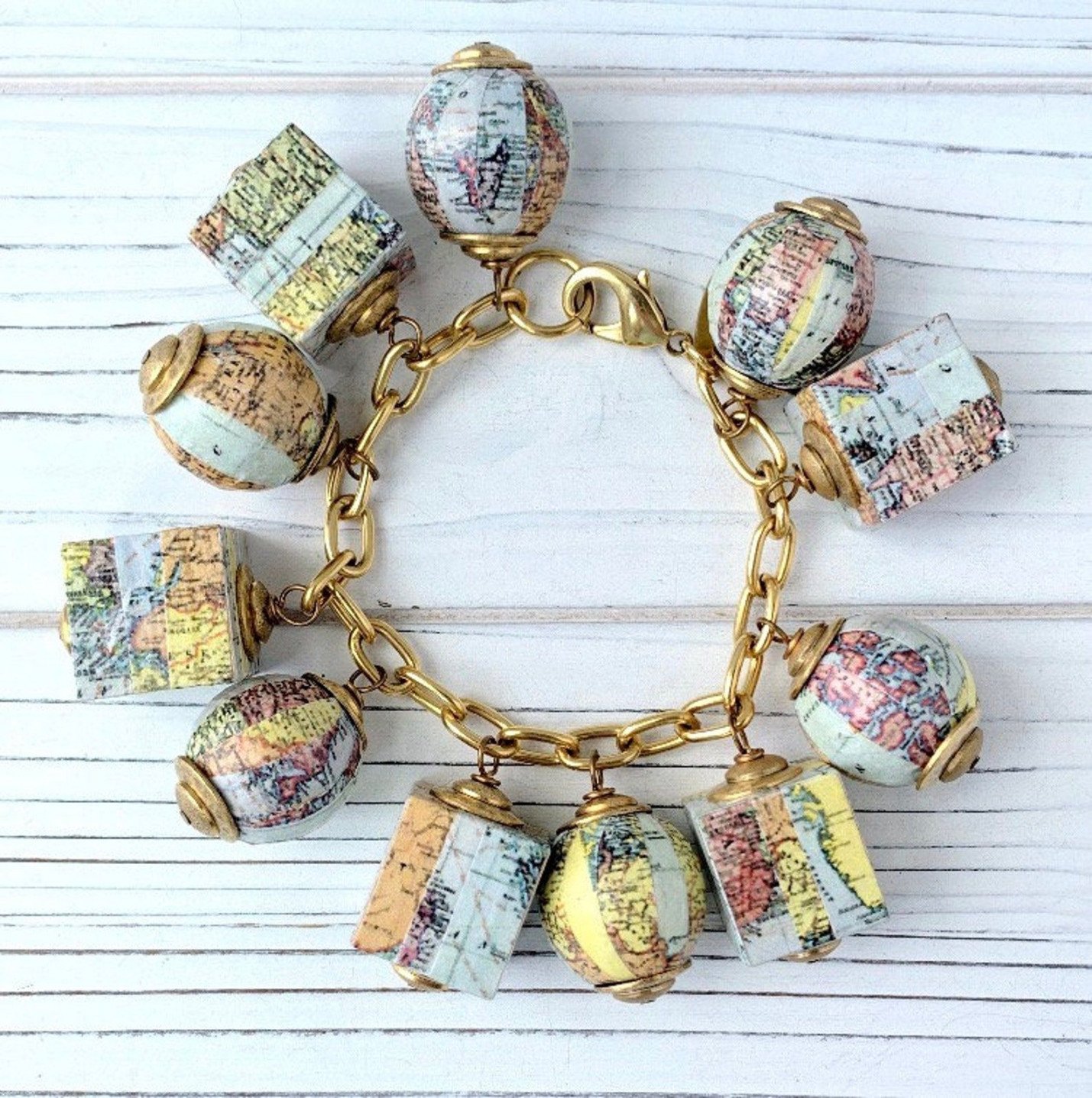 Lenora Dame Wanderlust Vintage Map Charm Bracelet - Etsy  Vintage