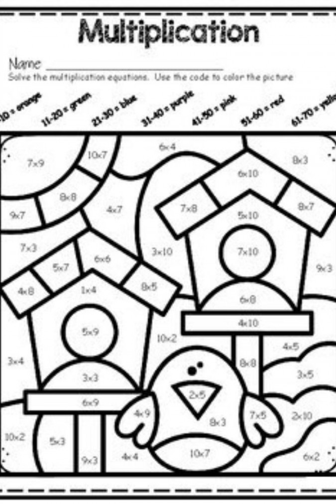 Multiplication Coloring Worksheets Grade  PDF  Color worksheets