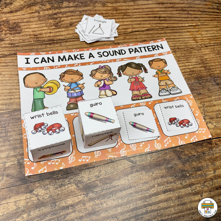 Music Instruments Sound Patterning - Pre-K Printable Fun