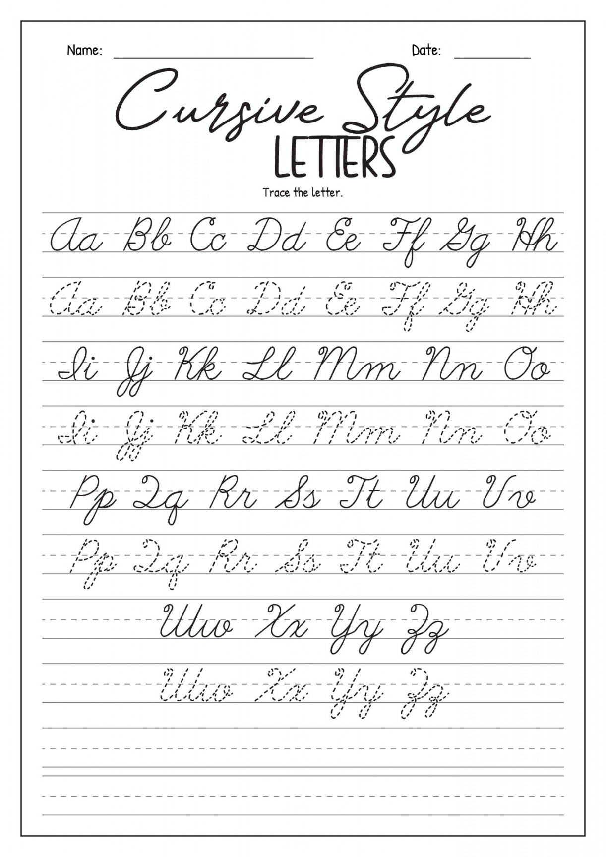 Old-Style Cursive Writing Worksheets - Free PDF at worksheeto