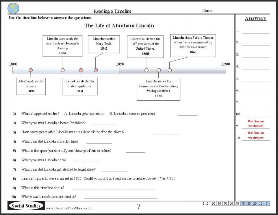 Timeline Worksheets  Social studies worksheets, Reading