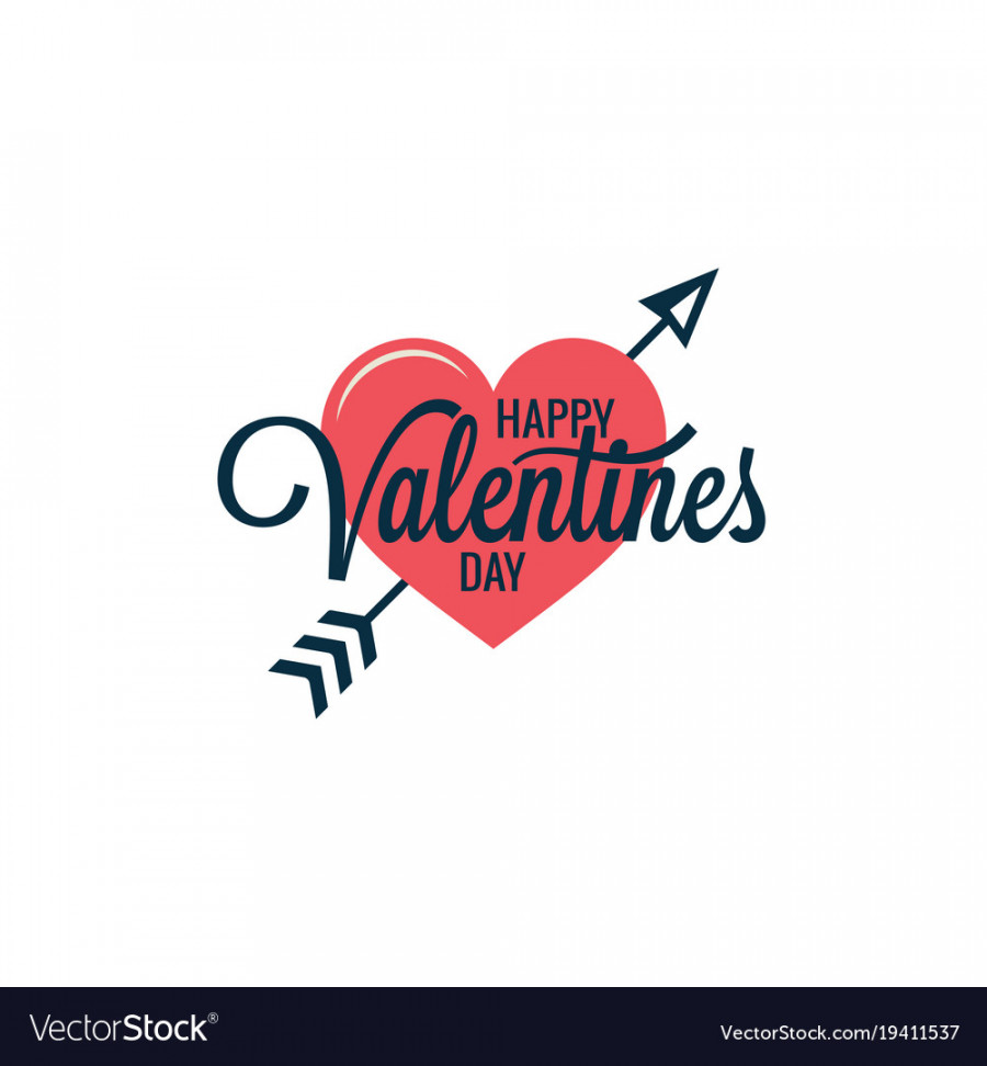 Valentines day vintage heart logo on white Vector Image