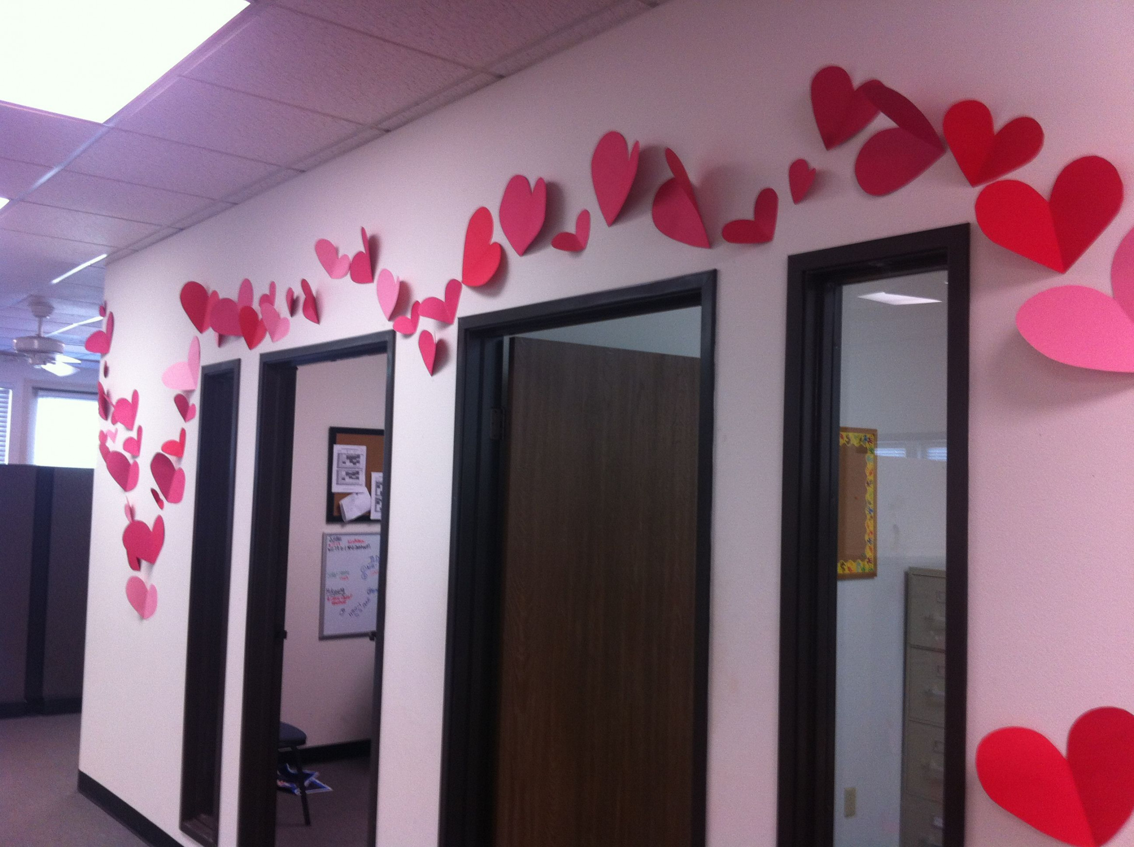 Valentines hearts flowing thru the office  Valentines day