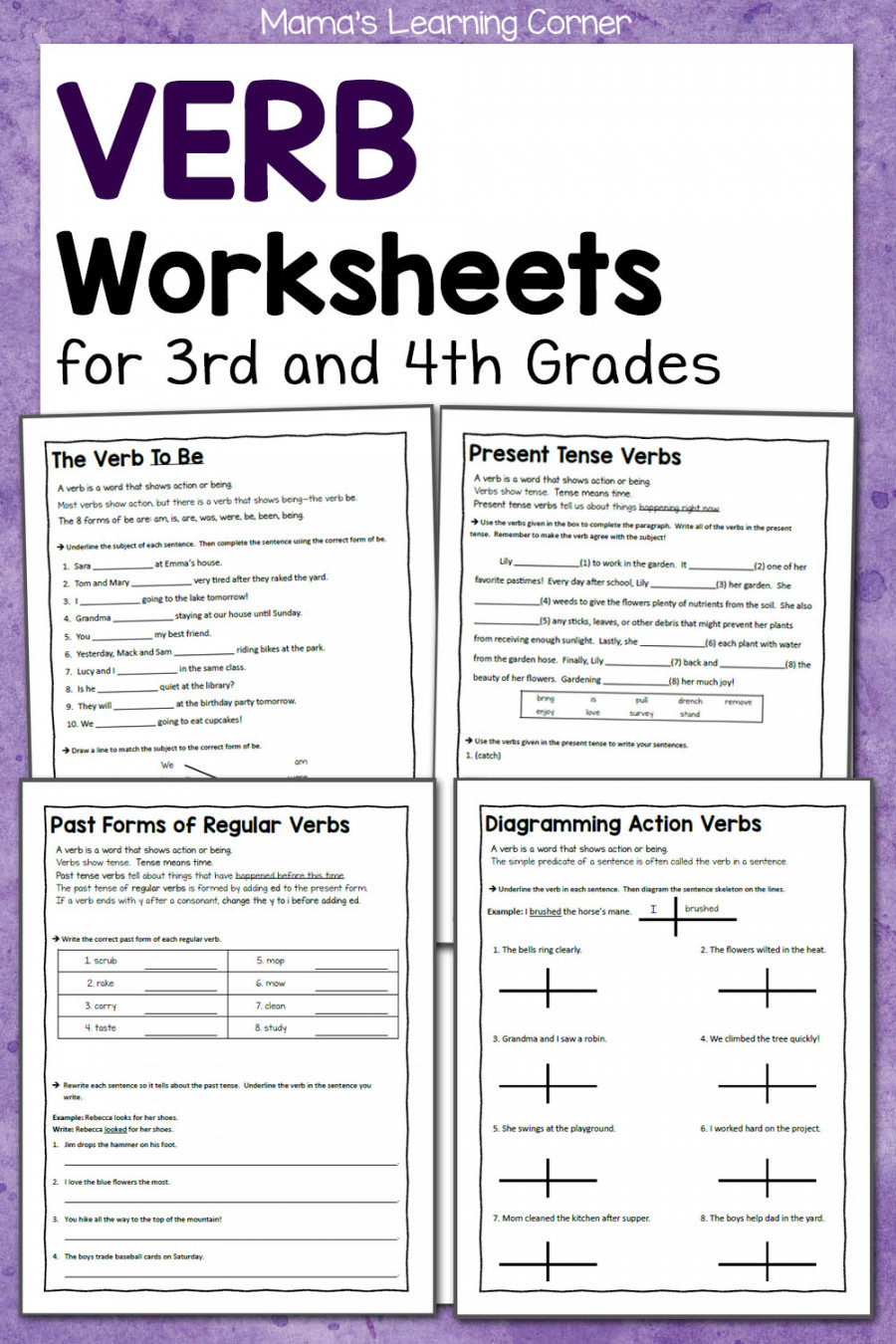 Verb Worksheets for rd and th Grades - Mamas Learning Corner