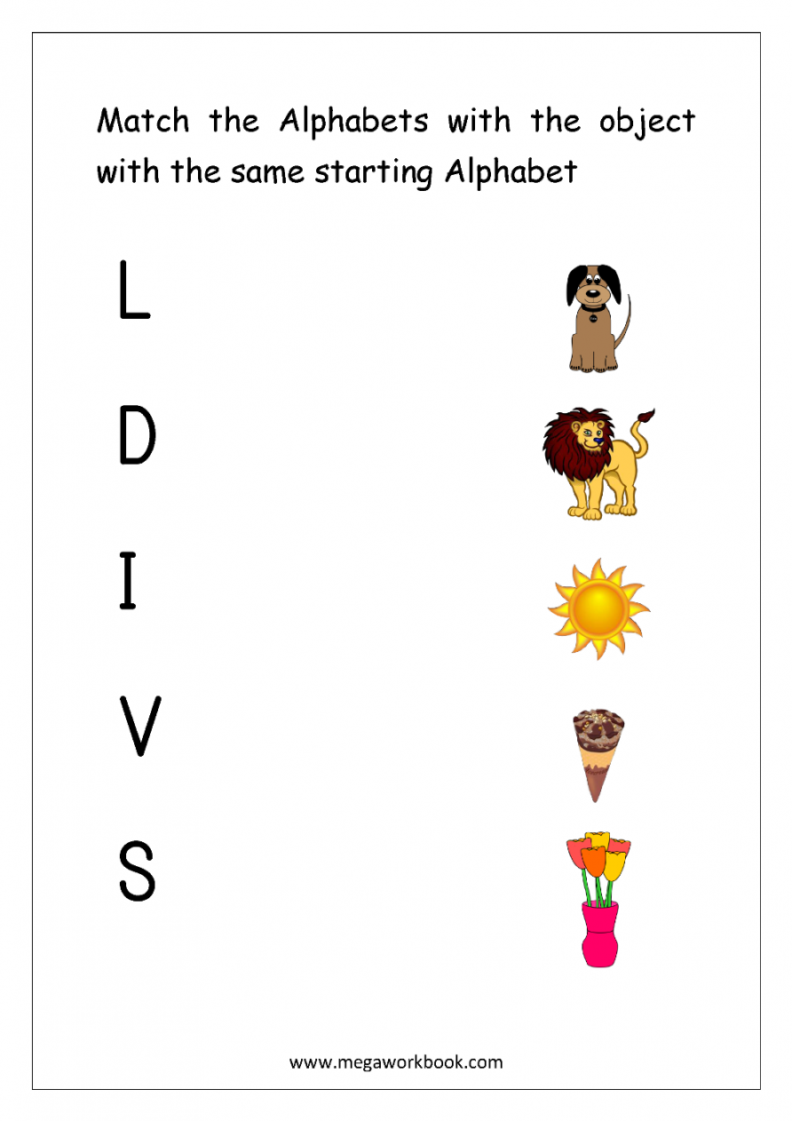 Worksheet - Match Object With The Starting Alphabet (Capital Let