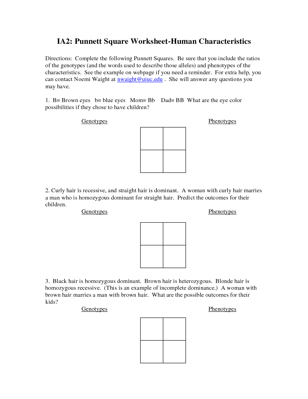 50+ Best Punnett Square Worksheet Answers 1