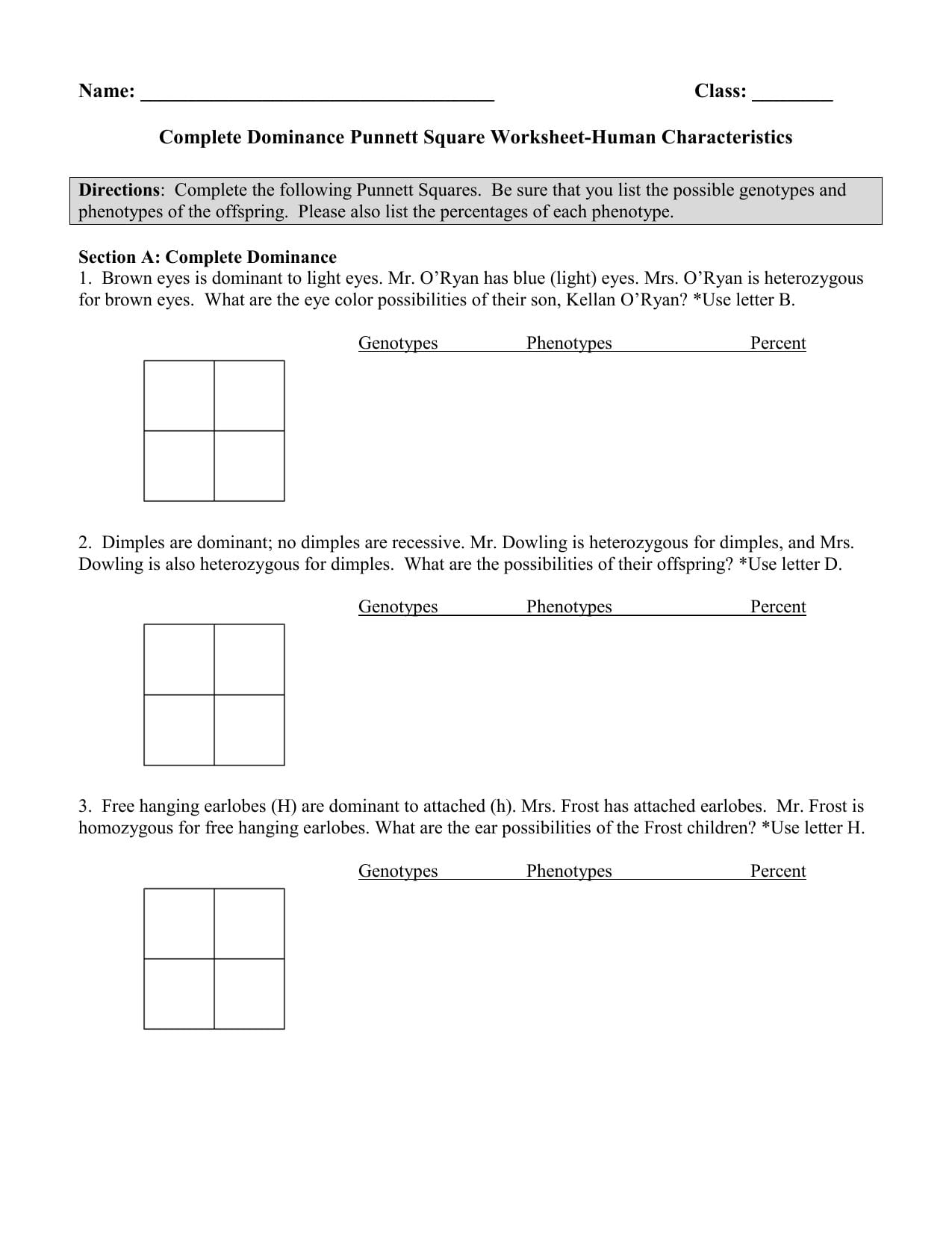 50+ Best Punnett Square Worksheet Answers 36