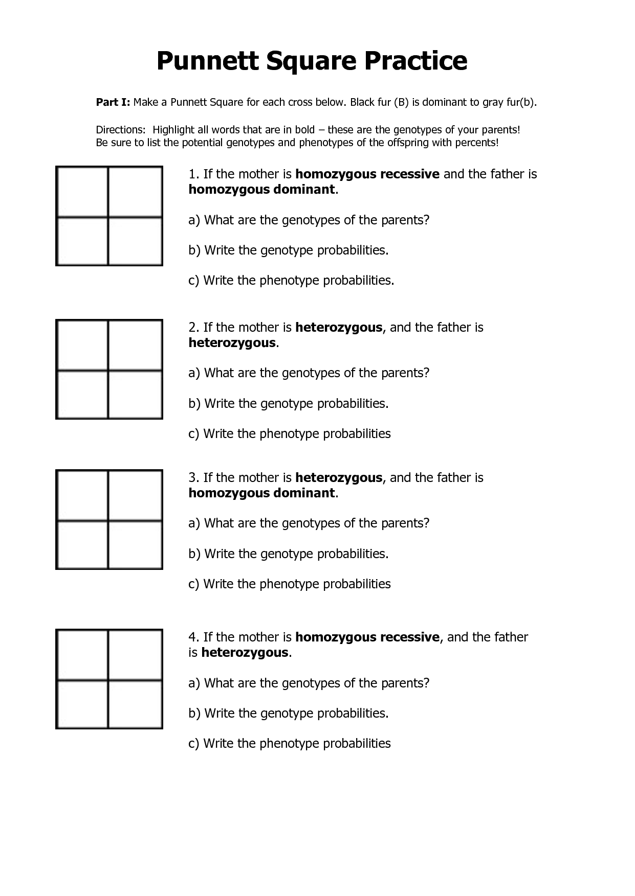 50+ Best Punnett Square Worksheet Answers 65