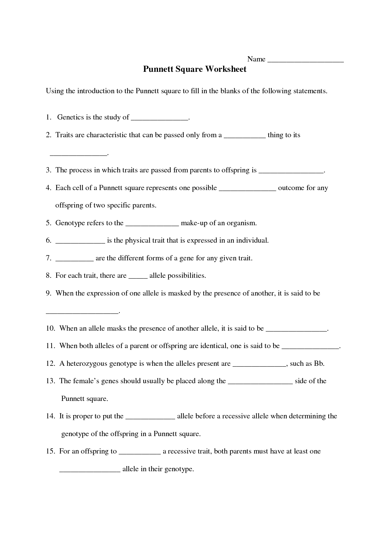 50+ Best Punnett Square Worksheet Answers 83