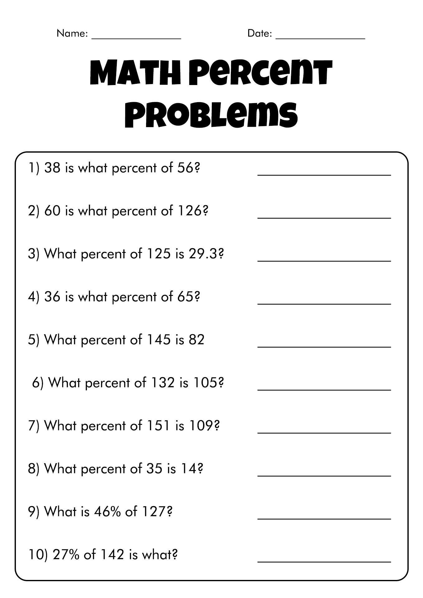 50+ Fresh Percent Word Problems Worksheet Answers 14