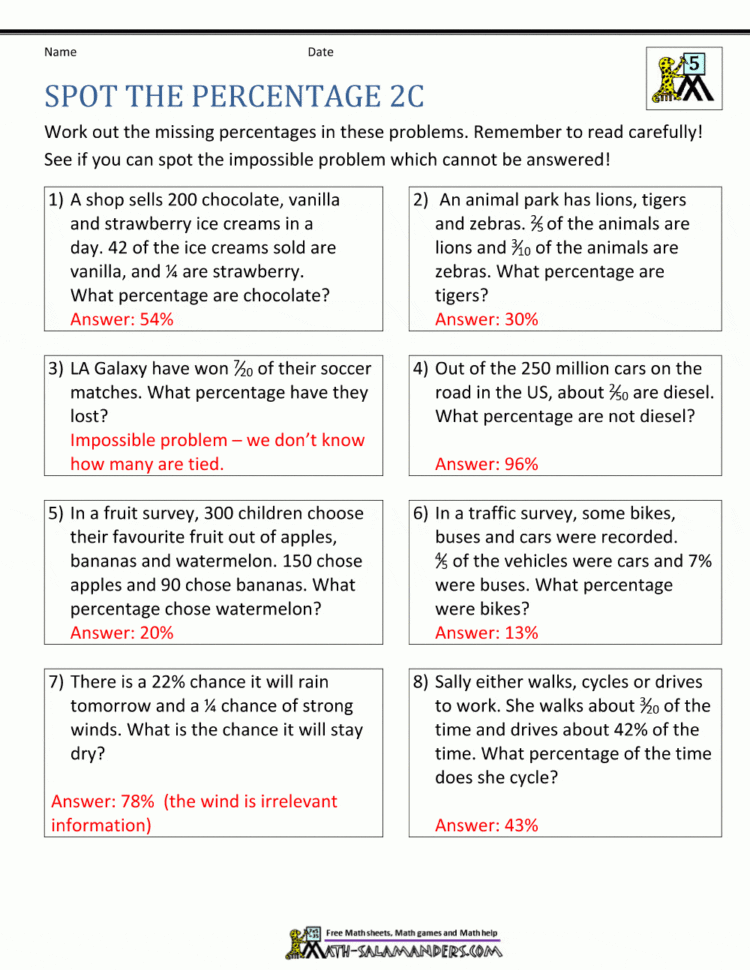 50+ Fresh Percent Word Problems Worksheet Answers 41