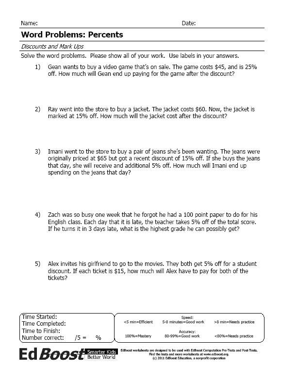 50+ Fresh Percent Word Problems Worksheet Answers 53