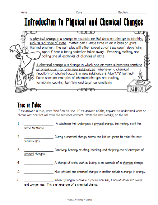 50+ Physical And Chemical Changes Worksheet With Answers 14