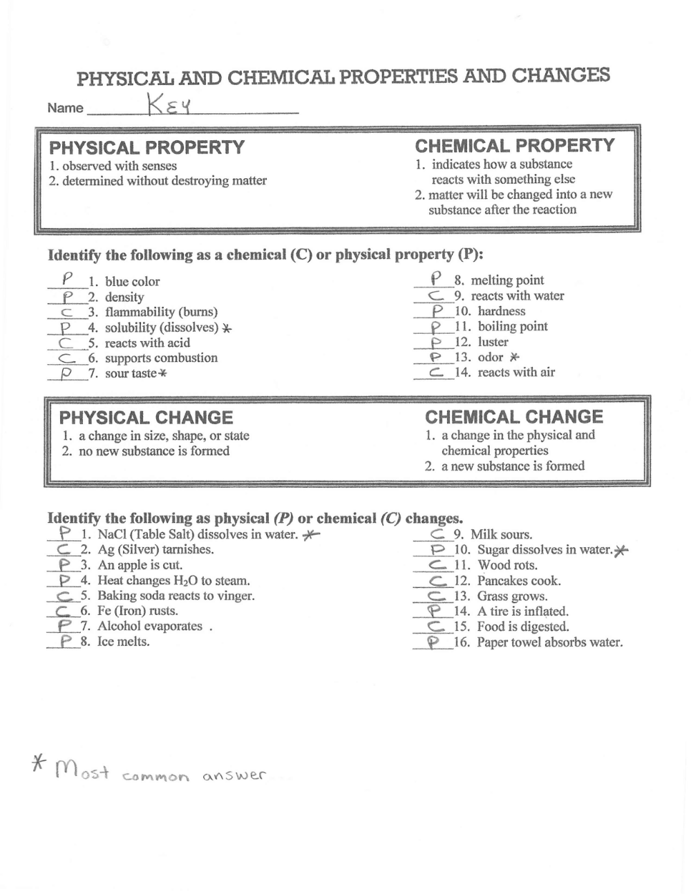 50+ Physical And Chemical Changes Worksheet With Answers 18