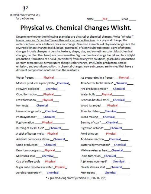 50+ Physical And Chemical Changes Worksheet With Answers 35