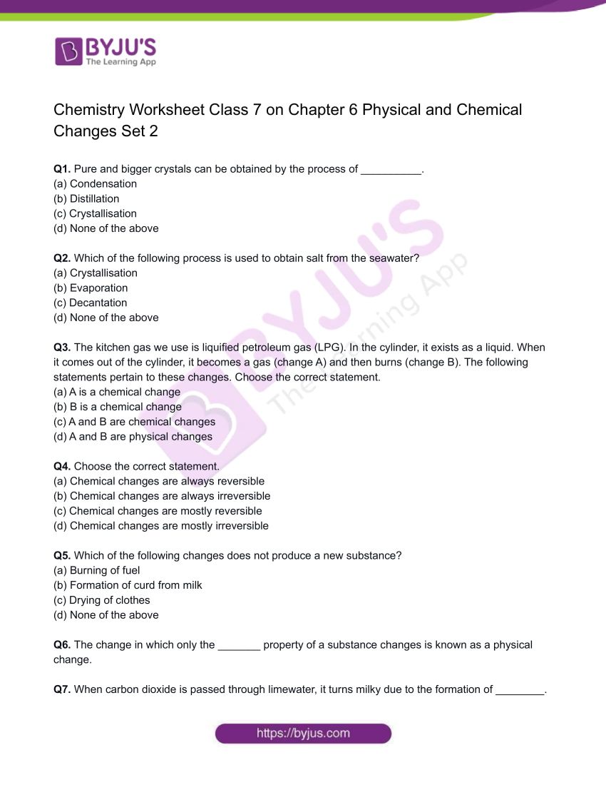 50+ Physical And Chemical Changes Worksheet With Answers 5