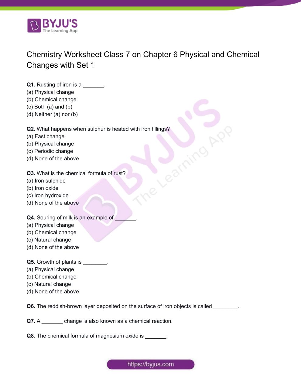 50+ Physical And Chemical Changes Worksheet With Answers 64