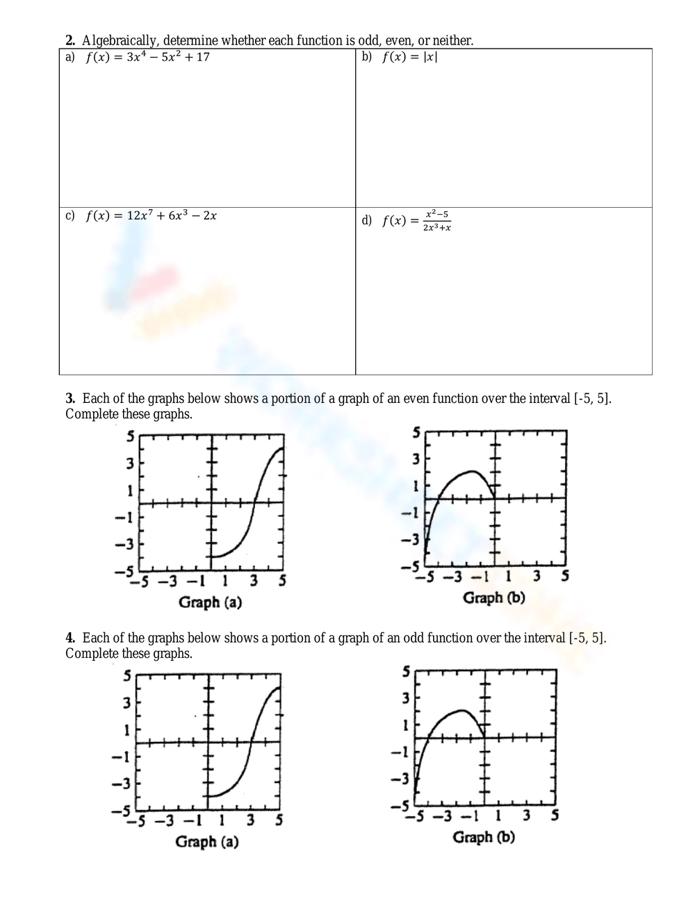 60+ Best Even And Odd Functions Worksheet 61