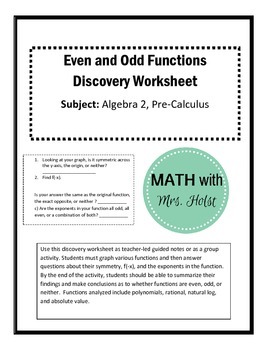 60+ Best Even And Odd Functions Worksheet 80