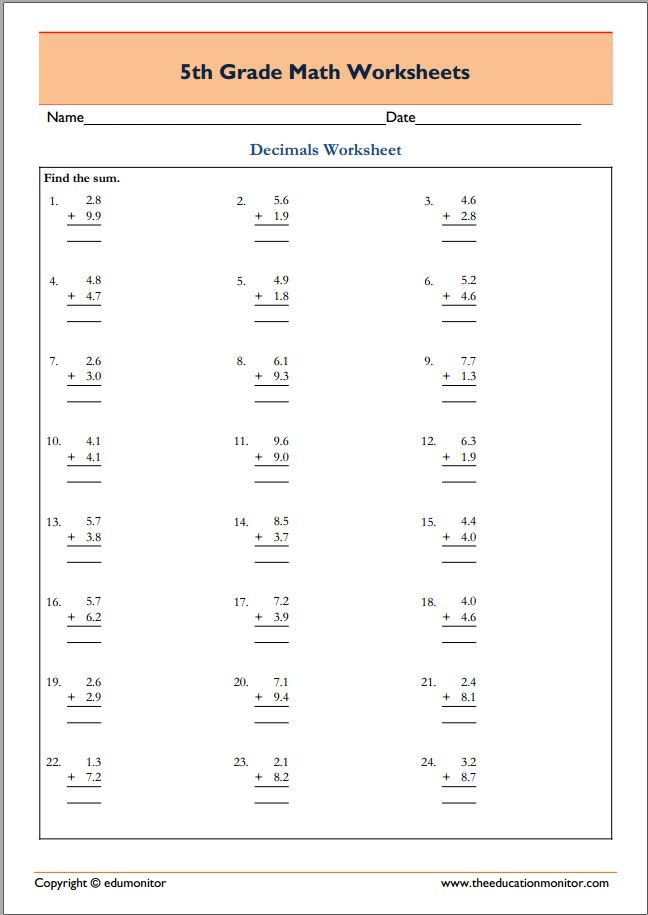 67 Worksheets For Fifth Graders 70