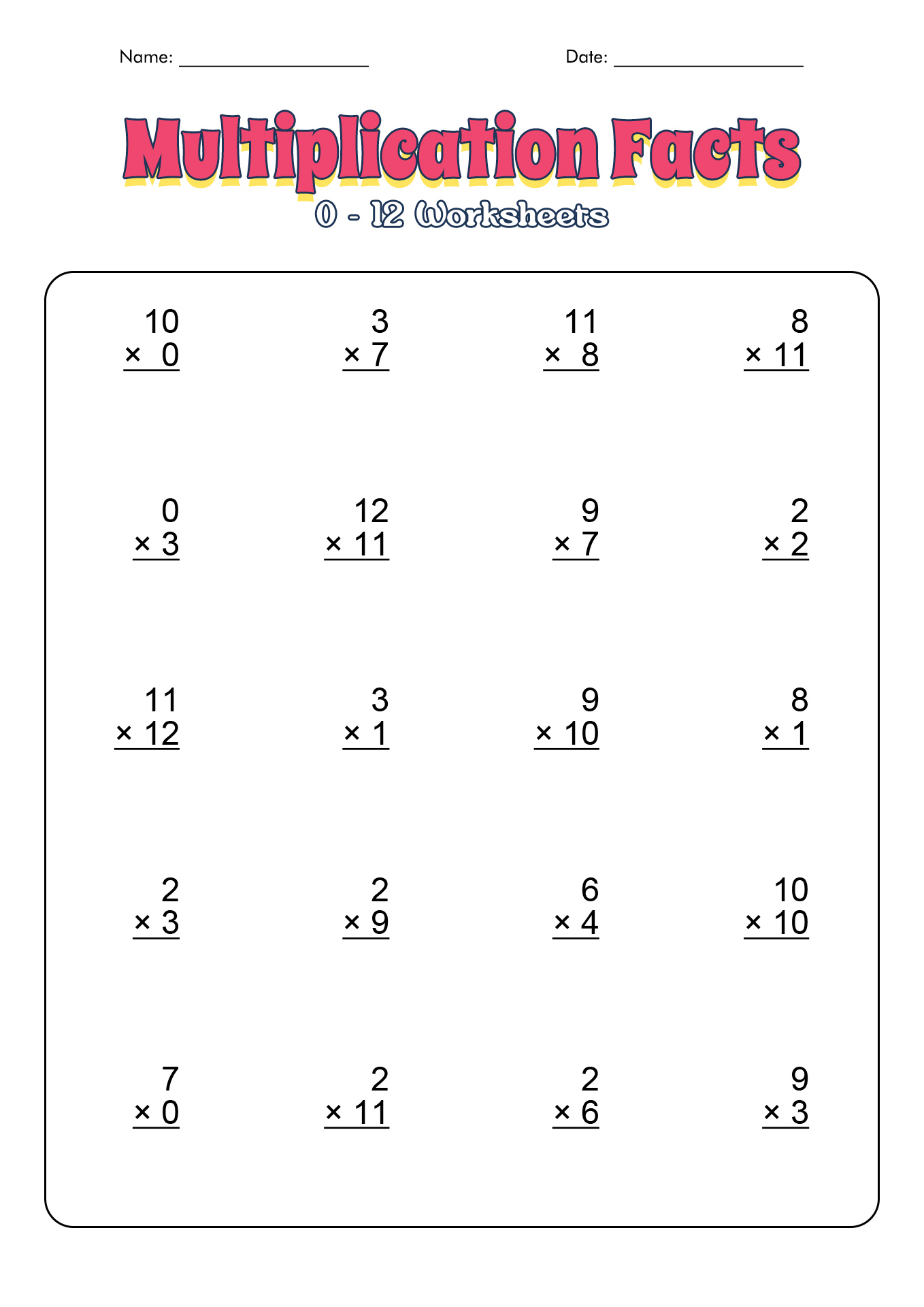 Free Multiplication Worksheets Printable 45