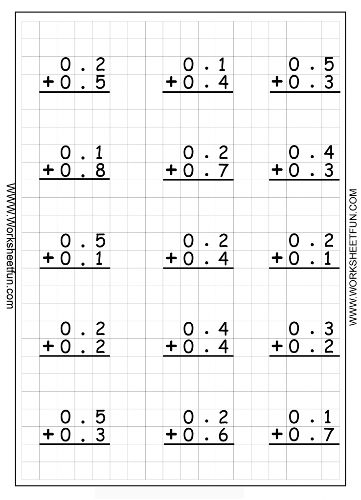 Adding Decimals Worksheet Pdf 61