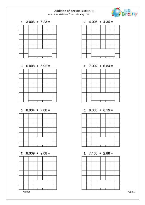 Adding Decimals Worksheet Pdf 62