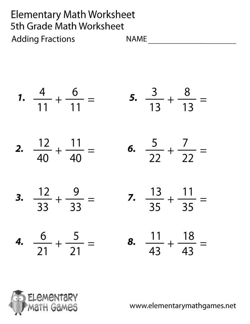 Addition Of Fractions Worksheets 26