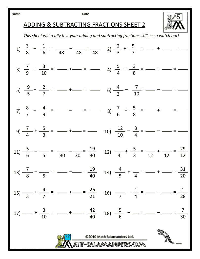 Addition Of Fractions Worksheets 29