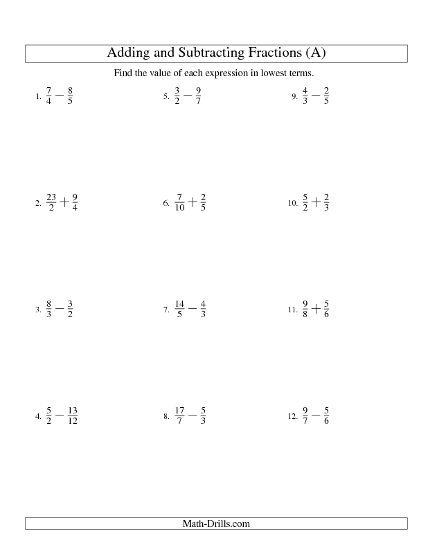 Addition Of Fractions Worksheets 43