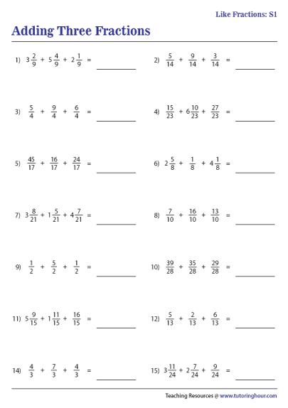 Addition Of Fractions Worksheets 44