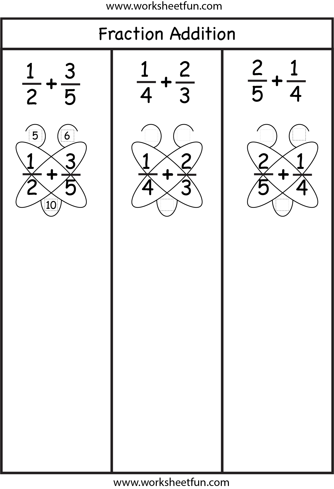 Addition Of Fractions Worksheets 5