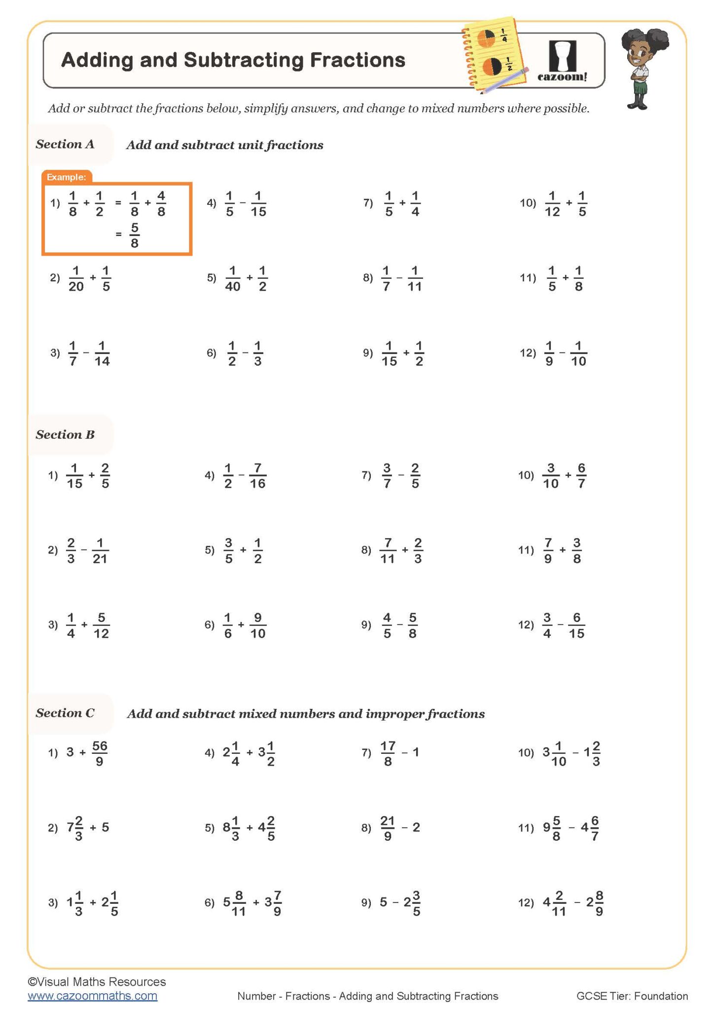 Addition Of Fractions Worksheets 51