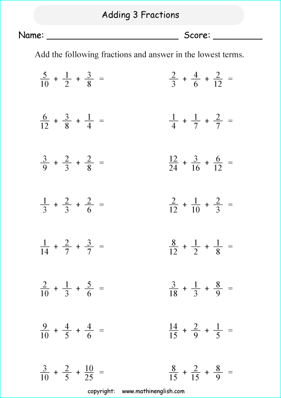 Addition Of Fractions Worksheets 53