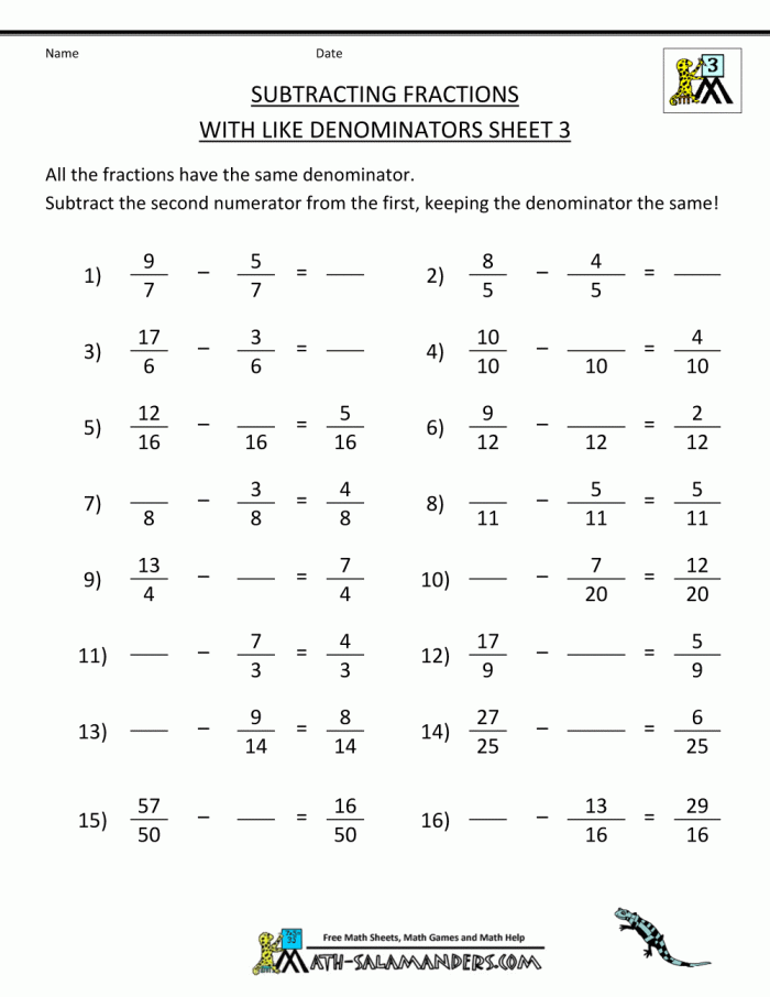 Addition Of Fractions Worksheets 67