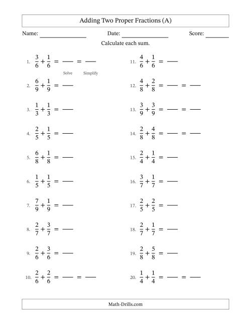 Addition Of Fractions Worksheets 72