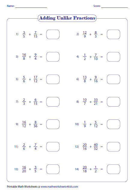 Addition Of Fractions Worksheets 75