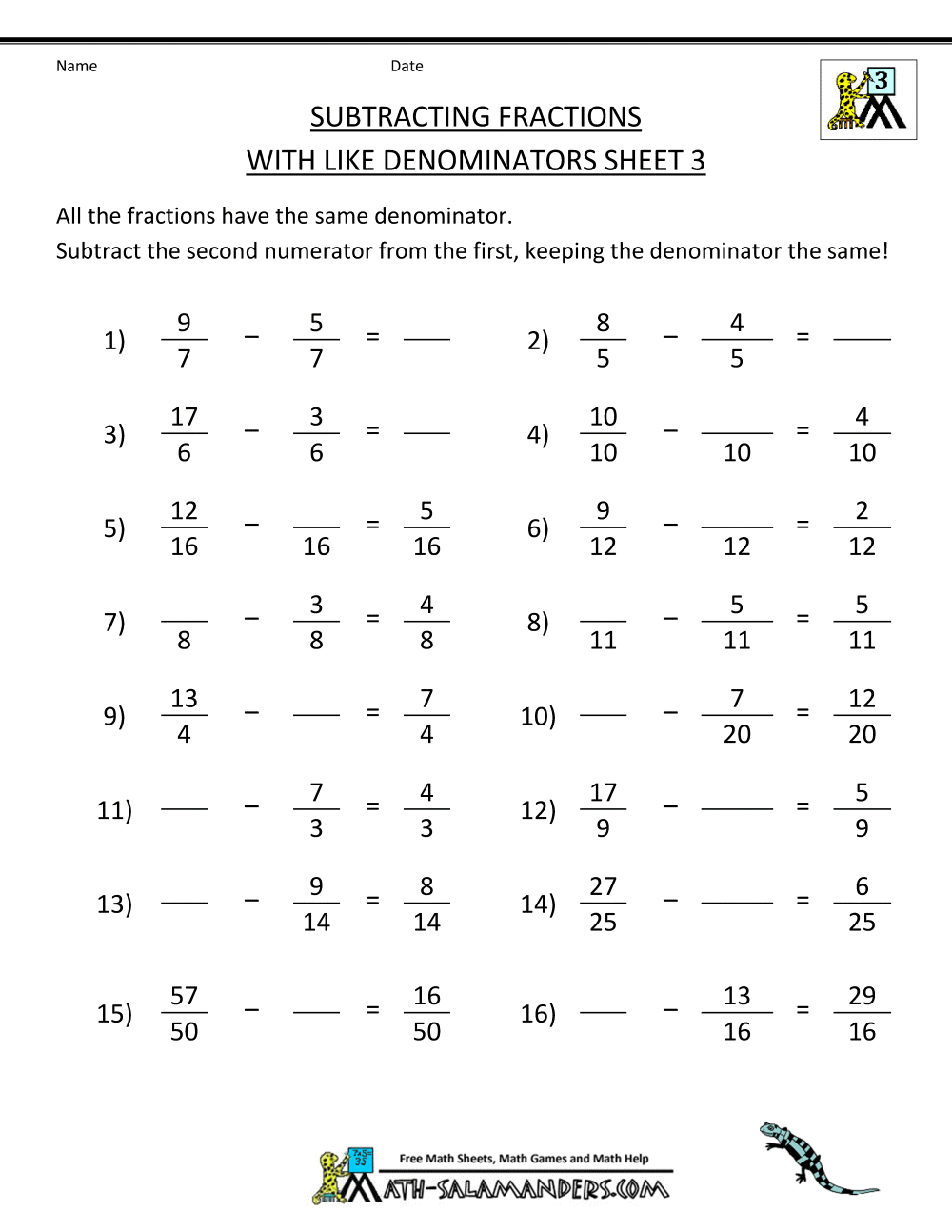 Addition Of Fractions Worksheets 77