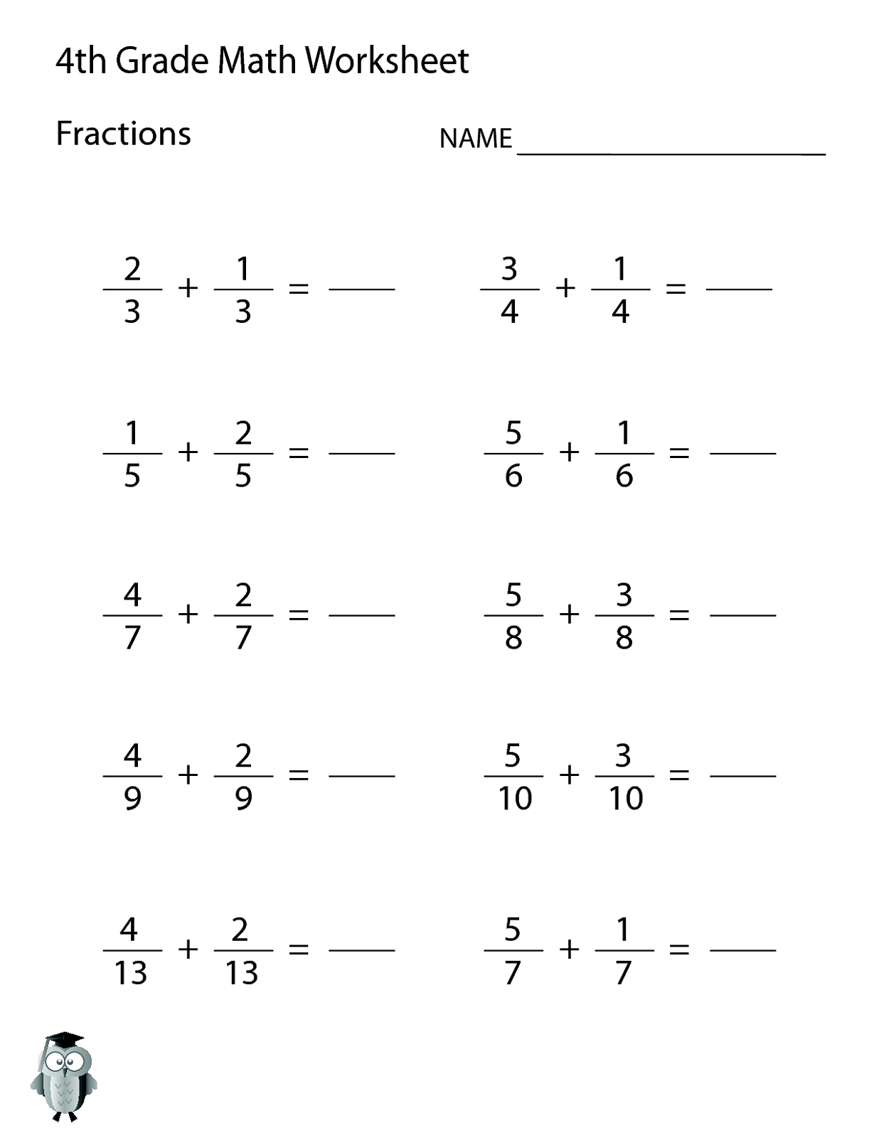 Addition Of Fractions Worksheets 81