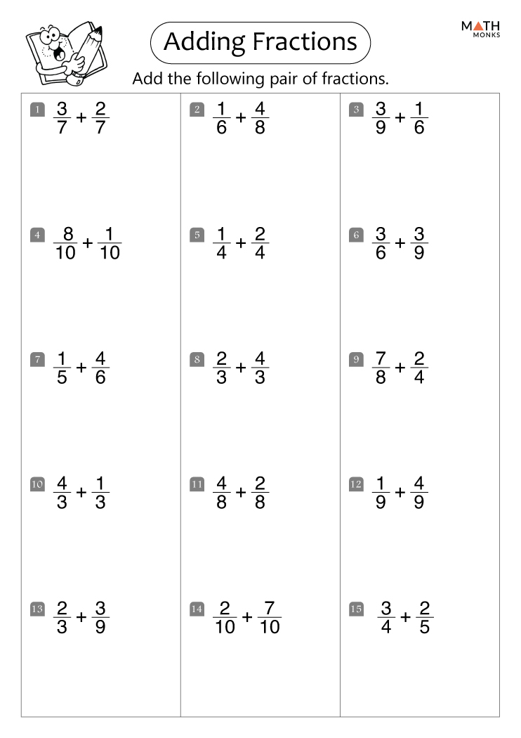 Addition Of Fractions Worksheets 88