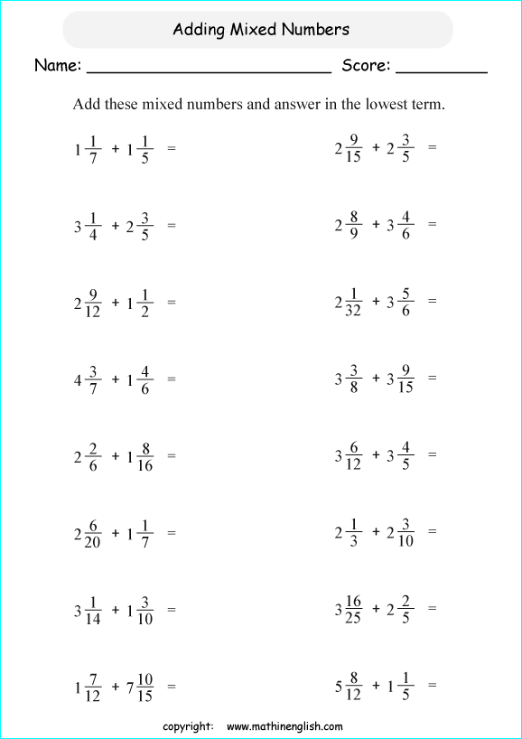 Addition Of Fractions Worksheets 89