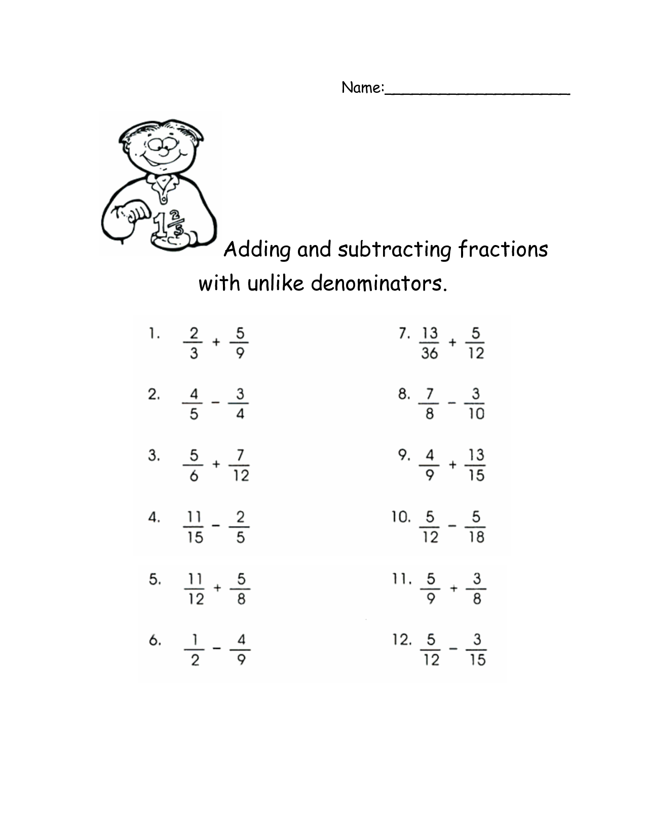 Addition Of Fractions Worksheets 95