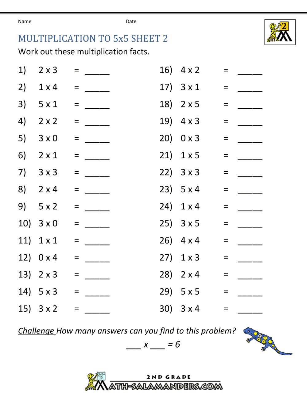 Multiplication Worksheets Grade 2 11