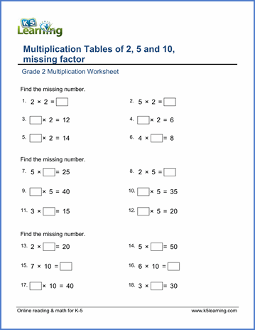 Multiplication Worksheets Grade 2 16