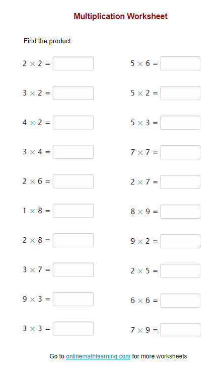 Multiplication Worksheets Grade 2 18