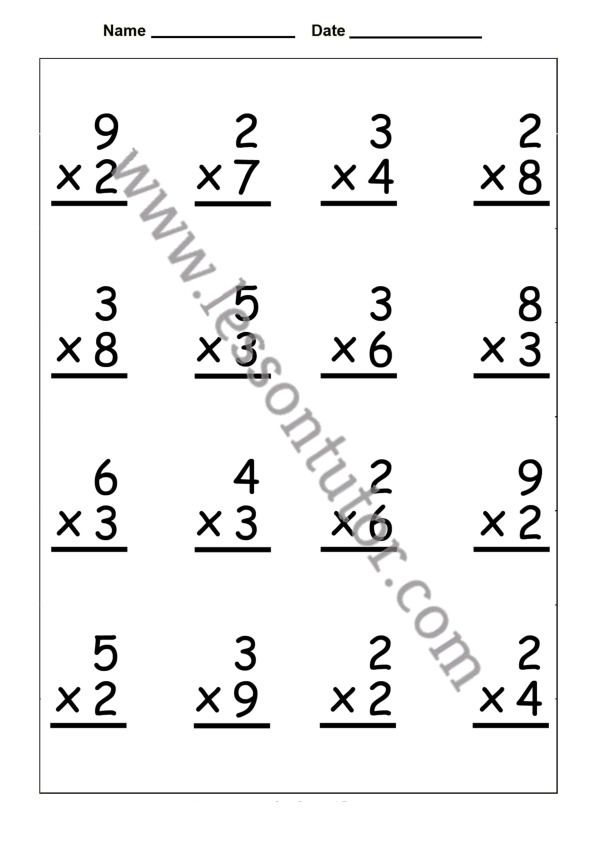 Multiplication Worksheets Grade 2 30